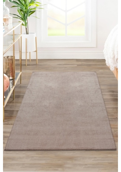 Vl Yuvarlak Comfort Ponpon Saçaklı Peluş Post Halı Kahverengi Halı Kahverengi