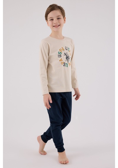 U.S. Polo Assn. U.s. Polo Assn Erkek Çocuk Krem Pijama Takımı Us2214-c-v2