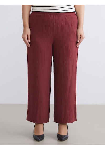 Lcwaıkıkı Classic Kırmızı Beli Lastikli Dokulu Geniş Paça Kadın Pantolon Lcwaıkıkı Classic Kırmızı Beli Lastikli Dokulu Geniş Paça Kadın Pantolon