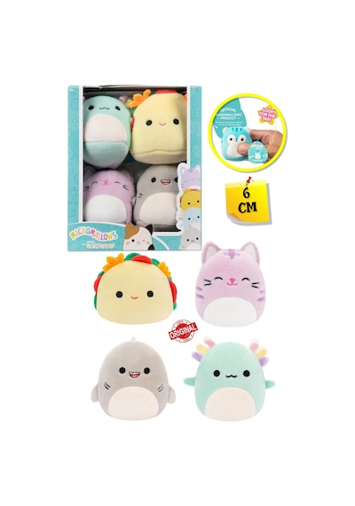 Micromallows Squishmallows Mini Yumuşak Peluş Oyuncak 4 Lü Figür Seti - 6 Cm - Model - 3 Çok Renkli
