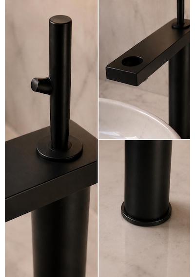 Fontana Fk-8025 Yüksek Lavabo Bataryası Siyah Modern Yüksek Lavabo Bataryası