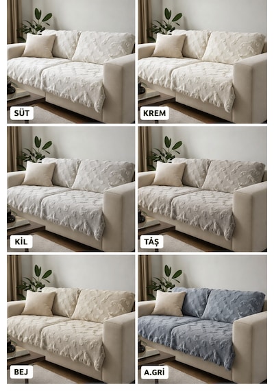 Çekyat Ve Koltuk Üstü Kesme Örtü 180 Cm X 210 Cm Taş