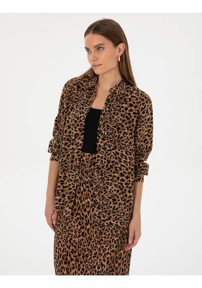 Pierre Cardin Kadın Gömlek Desenli 50313664-vr015 Camel