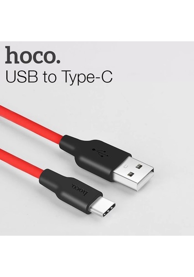 Hoco X21 Usb To Type-c 3a Silikon Hızlı Şarj Ve Data Kablosu- 5775 Siyah-kırmızı