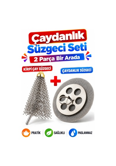 2'li Set Çaydanlık Süzgeci Kirpi Çay Süzgeci Paslanmaz Çelik Demlik Süzgeci Seti
