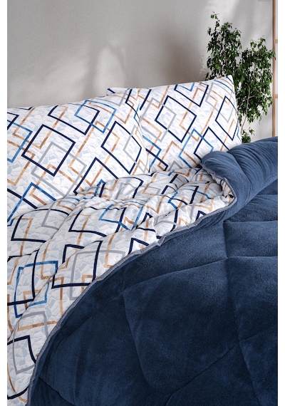 Comfort Set Yeni Nesil Wellsoft Yorganlı 3 Parça Çift Kişilik Plein Lacivert Lacivert