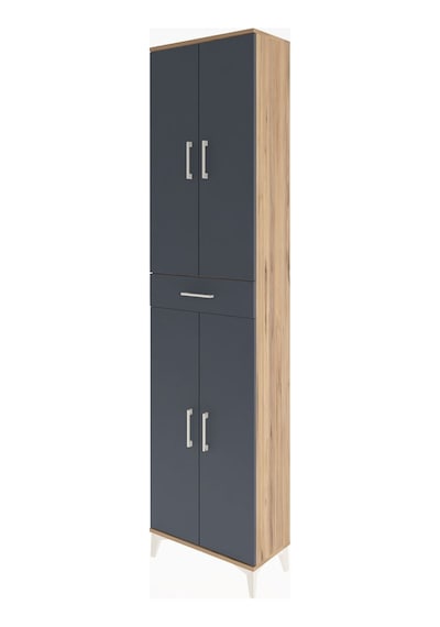 Arges Dolap 5 Raflı Tek Çekmeceli 4 Kapaklı 60x30x243 Çam-ant... Çam