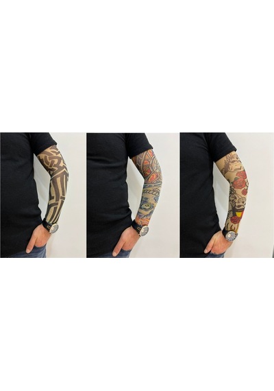 Giyilebilir Dövme 3 Çift 6 Adet Kol Çorap Dövmesi Sleeve Tattoo Set2
