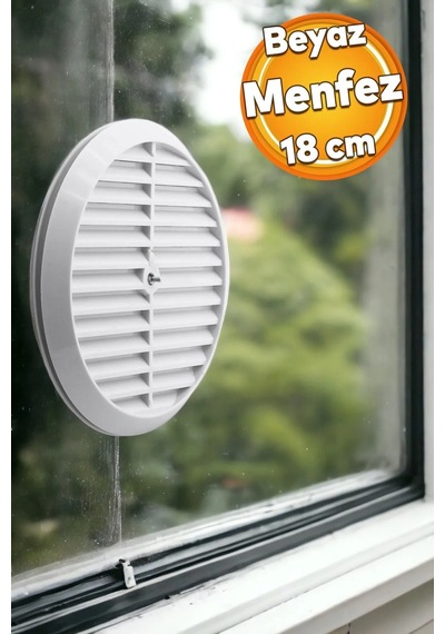 Doğalgaz Havalandırma Yuvarlak Mutfak Cam Menfezi Beyaz 18 Cm Hava Akış Kanalı Güvenlik Gaz Kaçağı.