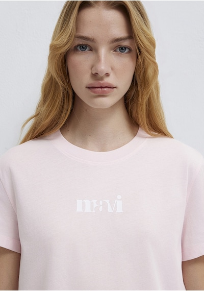 Mavi - Mavi Logo Baskılı Pembe Tişört 1612241-89200 Pembe