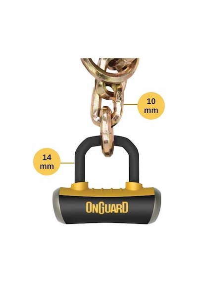 Onguard Mastiff Zincir Ve 14mm Boxxer Kilit 8019 Lpx 130cmx10mm