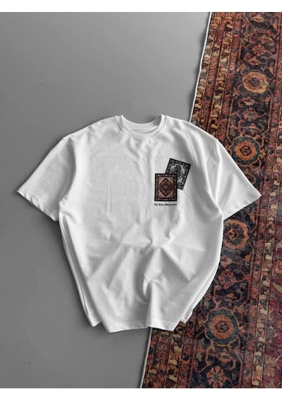 Erkek Yazlık Bisiklet Yaka Baskılı Regular Fit Tişört Kısa Kol T-shirt - Beyaz