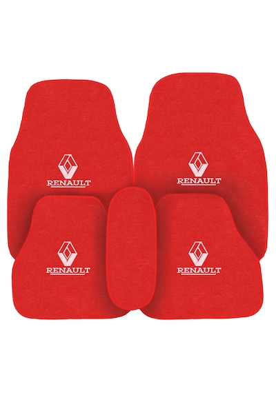 Renault 12 Toros Nakışlı Kırmızı Oto Halı Paspas | Torpido Koruma Halısı | Vites Konsol Koruma Seti