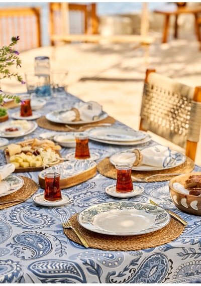 Paisley Porselen 26 Parça 6 Kişilik Kahvaltı Takımı Mavi - 882876424 Mavi