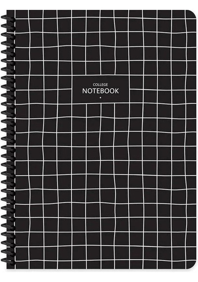 Çizgili 16x22 Cm 80 Yaprak Plastik Kapak Telli Defter 60 Gram Beyaz Sayfa Coffee Siyah