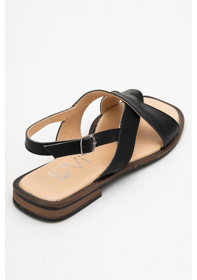 Luvishoes Luvi Shoes Louna Siyah Cilt Hakiki Deri Parmak Arası Kadın Sandalet Siyah Deri