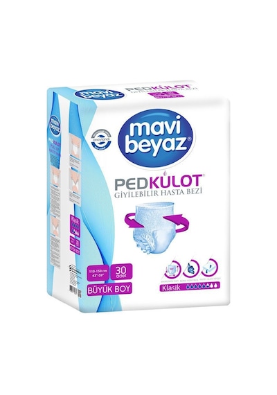 Mavi Beyaz Ped Külot Hasta Bezi Büyük Boy L 120 Adet