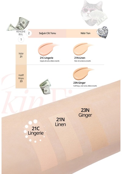Özel Tasarım Kalıcı, Mat Clıo Kill Cover Skin Fixer Cushion + Refill 21c Lingerie Luxury Koshort 21