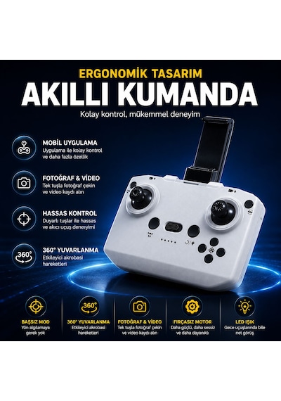 L88 Hd Kamera Ledli 360 Dönebilen Optik Akış Sabitleme Ve Başsız Modlu Drone