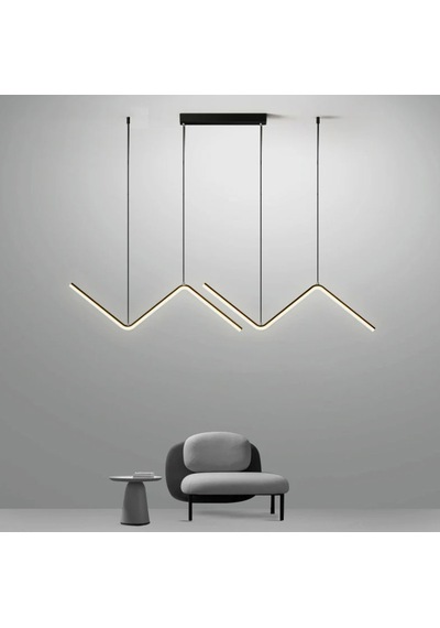 Siyah 120 cm Led 3000K Sarı Işık Modern Sarkıt Avize Yemek Masası