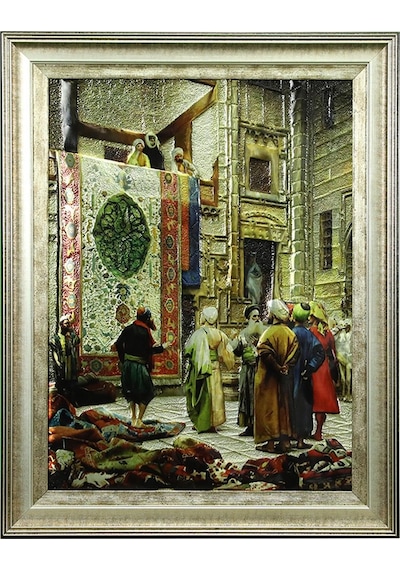 E38 El İşçiliği Halı Tüccarı Aliminyum Kabartma Tablo 58x74 Cm-6386