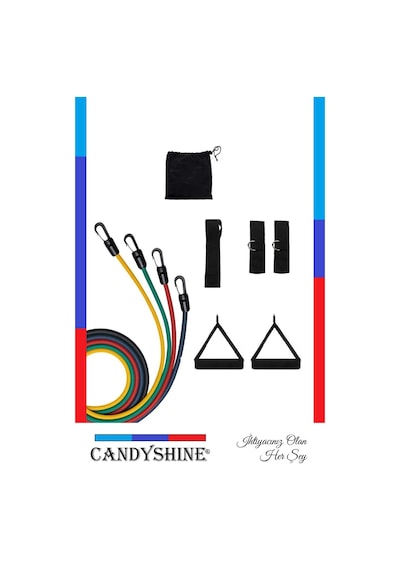 Candyshine 12 Parça Deluxe Profesyonel Lateks Premium Fitness Direnç Lastiği Çok Renkli