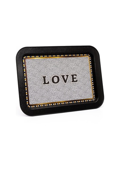 Mosaic Love Desenli Grande Metal Tepsi, 31 X 43 Cm