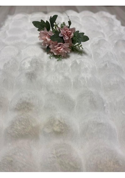 Bubble Tavşan Tüyü, Kaymaz Taban, Pofuduk, Ultra Lüks, Yıkanabilir 2'li Banyo Paspası Ekru Çok Renkli