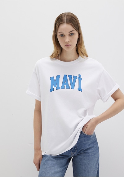 Mavi - Mavi Logo Baskılı Kadın Tişört 1600843-70000 - Beyaz