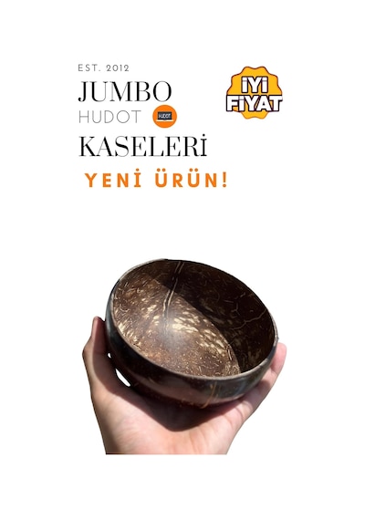 Hudot Jumbo Hindistan Cevizi Kasesi, Doğal El Yapımı 13-15 Cm Diğer