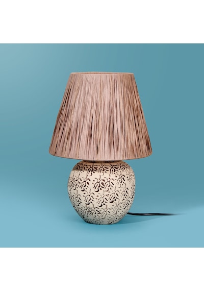 Safirr Light Holbeak Seramik Abajur - Bej - 35x35x25 Cm Çok Renkli