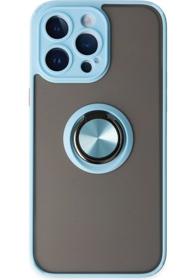 Apple Uyumlu iPhone 14 Pro Max Kılıf Montreal Yüzüklü Silikon Kapak Buz Mavi,