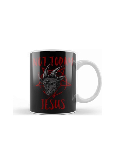 Satanism Baphomet Goat Pentagram Not Today Jesus Kupa Bardak Porselen Karışık