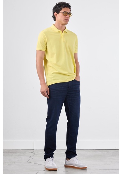 Dufy Sarı Düz Erkek T-shirt - Slim Fit Sarı