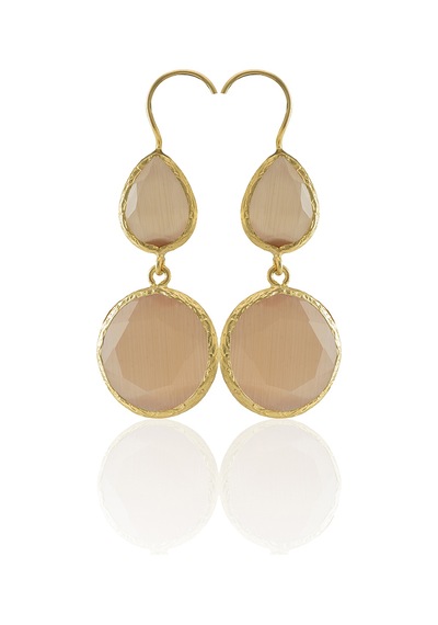 Kadir Jewellery 22 Ayar Altın Kaplama Kadın Taşlı Küpe -el İşçiliği Ve Hipoalerjenik Küpe Turuncu 36580728
