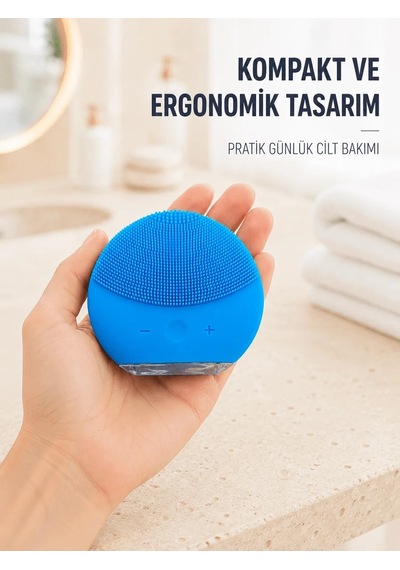 Lb Mavi Silikon Yüz Temizleme Cihazı Su Geçirmez Titreşimli Yüz Bakım Fırçası