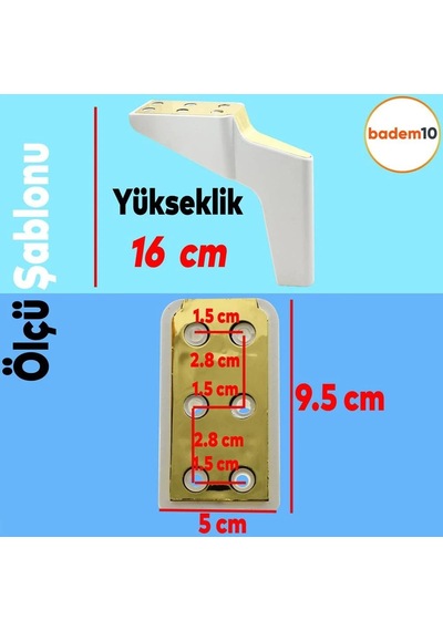 Logan 4 Adet Set 16 Cm Beyaz Altın Mobilya Tv Ünitesi Koltuk Kanepe Destek Ayağı Ayakları M8 Civata 6395751