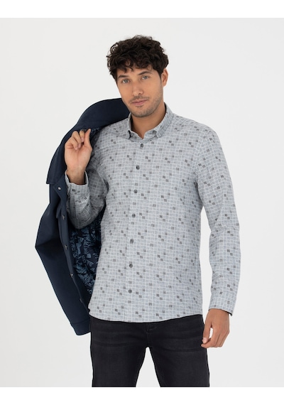 Pierre Cardin Mavi Slim Fit Uzun Kollu Gömlek 50273562-vr036
