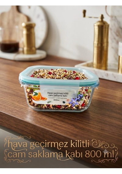 Çemi 3'lü Kilitli Kare Cam Saklama Kabı Seti Hava Geçirmez Saklama Kabı Diğer