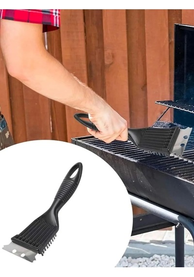 Lexroo Paslanmaz Çelik Mangal Temizlik Fırçası Ergonomik Saplı 2 Si 1 Arada Barbekü Izgara