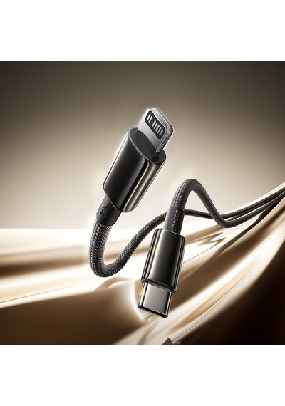 Tungsten Gold Air 30w Type-c To Lightning İp Hızlı Şarj Ve Veri Aktarım Kablosu, Pd Destekli Örgülü Kopmaz Yapı, İphone Ve İpad Uyumlu, 2 Metre, Cluster Siyah
