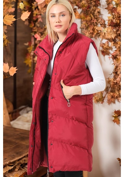 Z6743 Dewberry Bayan Yelek-düz Bordo Düz Bordo