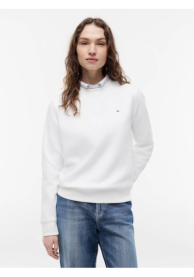 Tommy Hilfiger Bayan Sıfır Yaka Sweatshirt Açık Krem