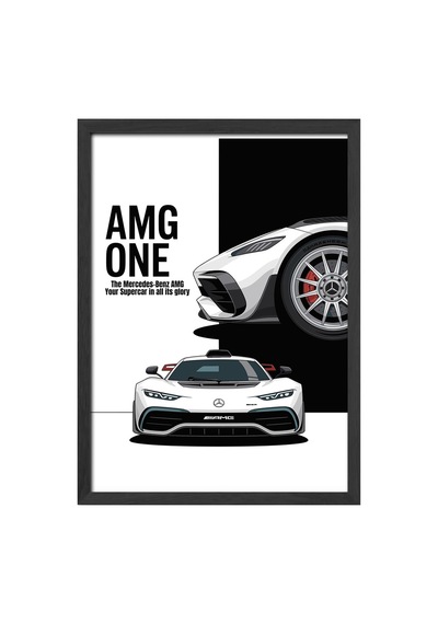 Mercedes Amg One Siyah Ahşap Çerçeveli Poster, Dekoratif Araba Duvar Tablosu