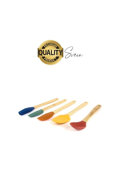 Mini Spatula Kaşık Fırça Setleri Yapışmaz Silikon Tencere Ahşap Saplı Renkli Pişirme Mutfak Araçları