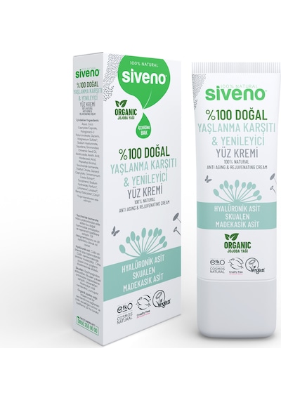 Siveno Doğal Yüz Kremi Hyaluronik Asit Aydınlatıcı Yenileyici Canlandırıcı 30 ML