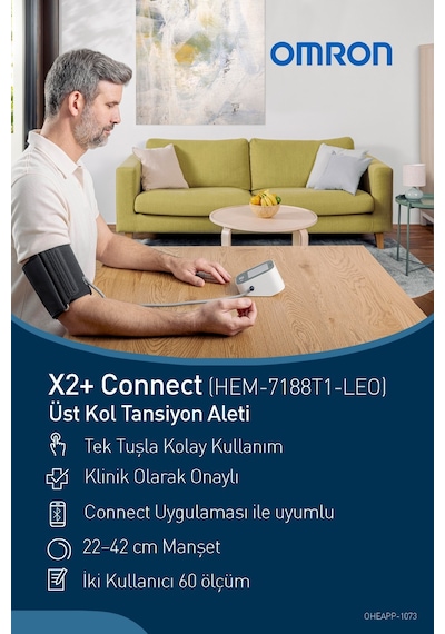 Omron HEM-7188T1-LEO X2+ Connect Üst Koldan Ölçer Dijital Tansiyon Aleti + XLS Çanta