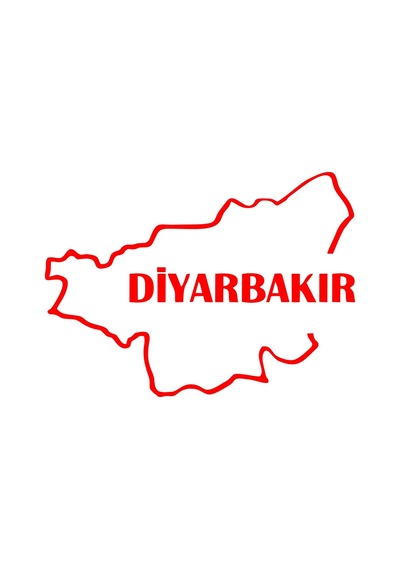 Diyarbakır Harita Araba Sticker 17x17 Cm Kırmızı