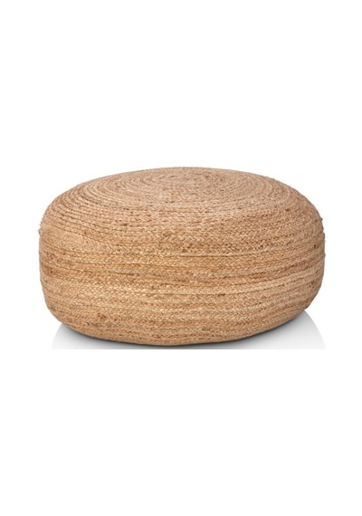 Akayev Nature Hasır Jüt Büyük Yuvarlak Yassı Puf 60x20 Cm Kahverengi