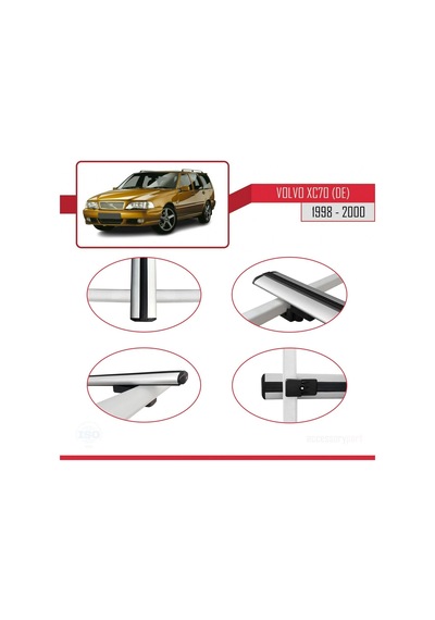 Volvo Xc70 De 1998-2000 Arası İle Uyumlu Basic Model Ara Atkı Tavan Barı Gri 3 Adet